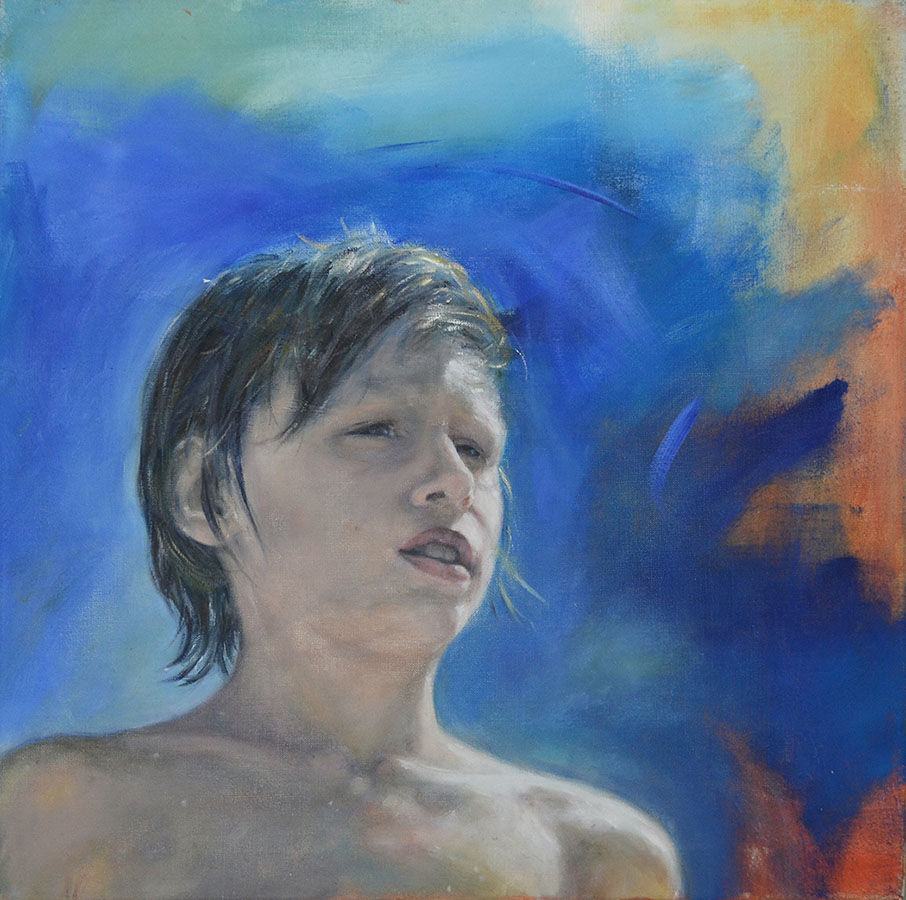 Junge am Meer, 70 x 70 cm, Öl auf Leinwand, 2013 | © Claudia Bachmann