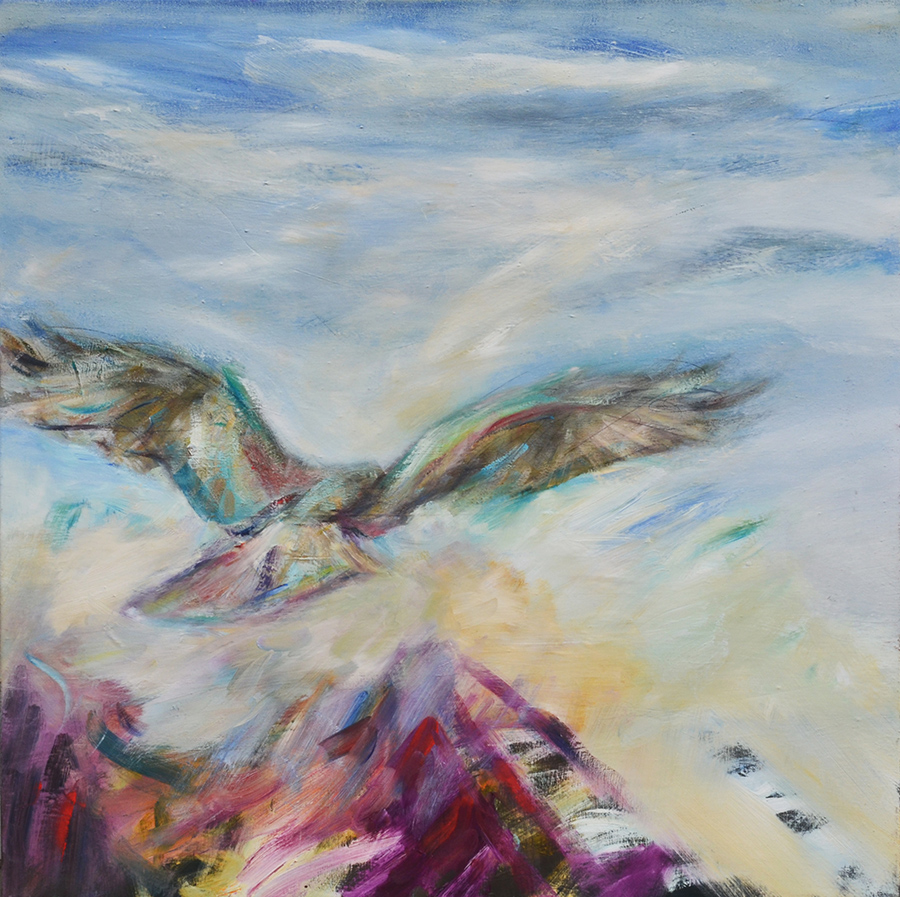 Fliegen können, 80 x 80 cm, Öl auf Leinwand, 2014 | © Claudia Bachmann